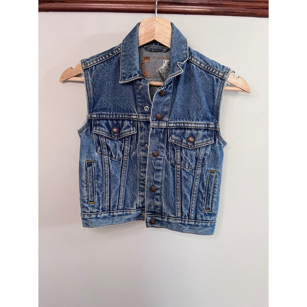 Levi Strauss Signature Denim Vest Medium Wash Trucker Sleeveless Jacket Size S